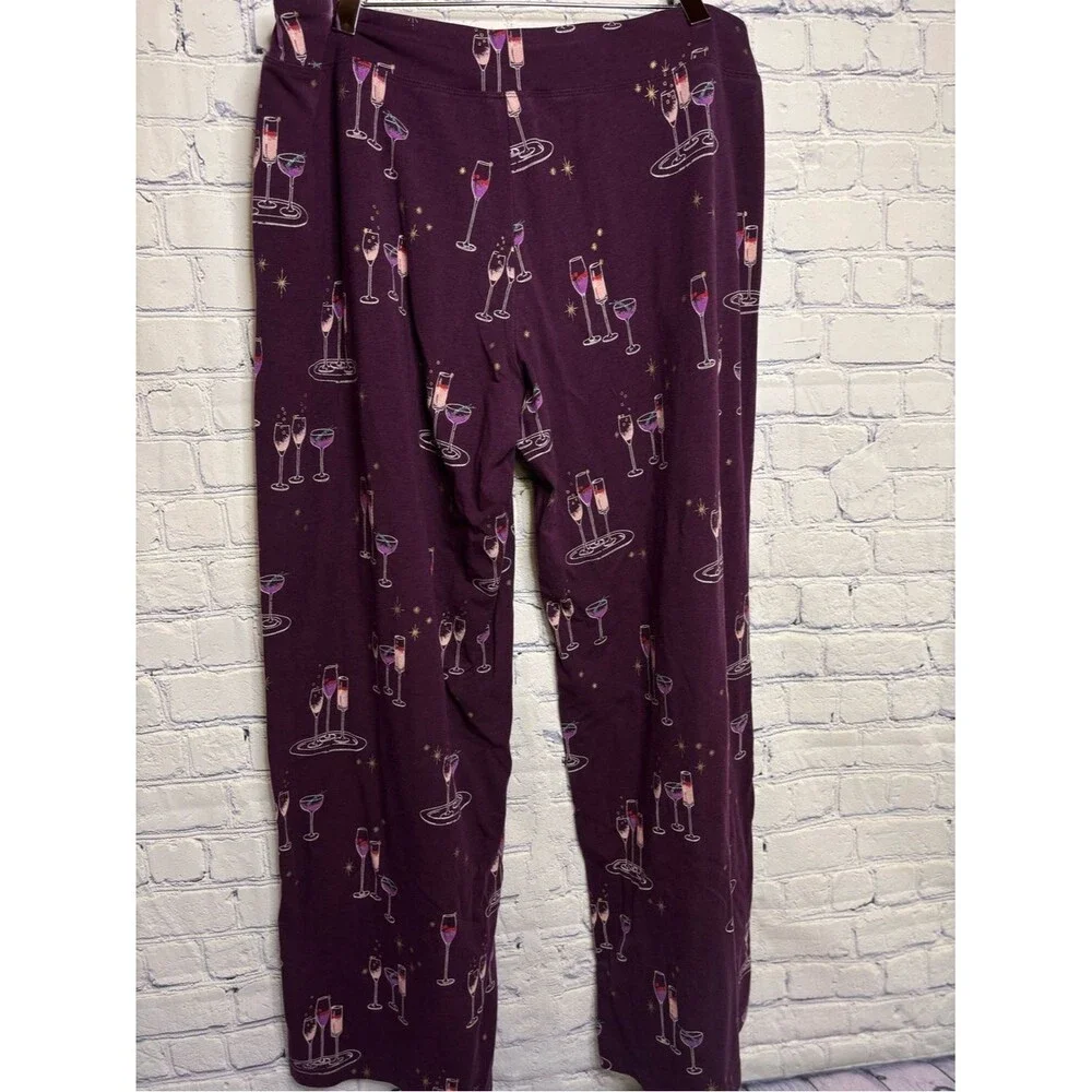 Soma Purple Champagne Toast Cheers Loungewear Holiday Cabincore Pajamas Set M